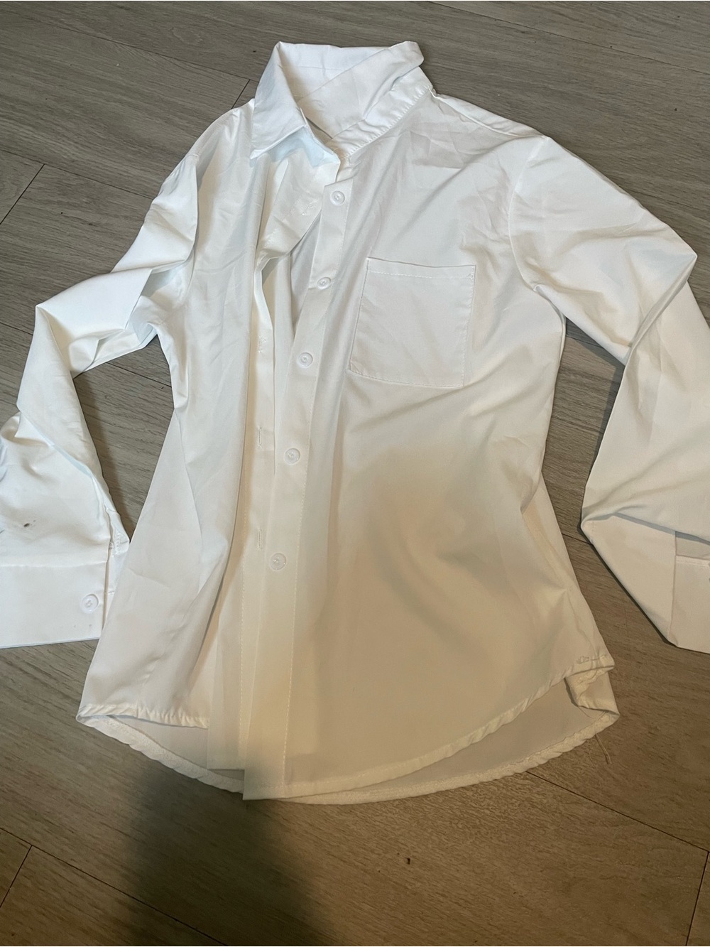 White Women's Button-Down Shirt with Chest Pocket